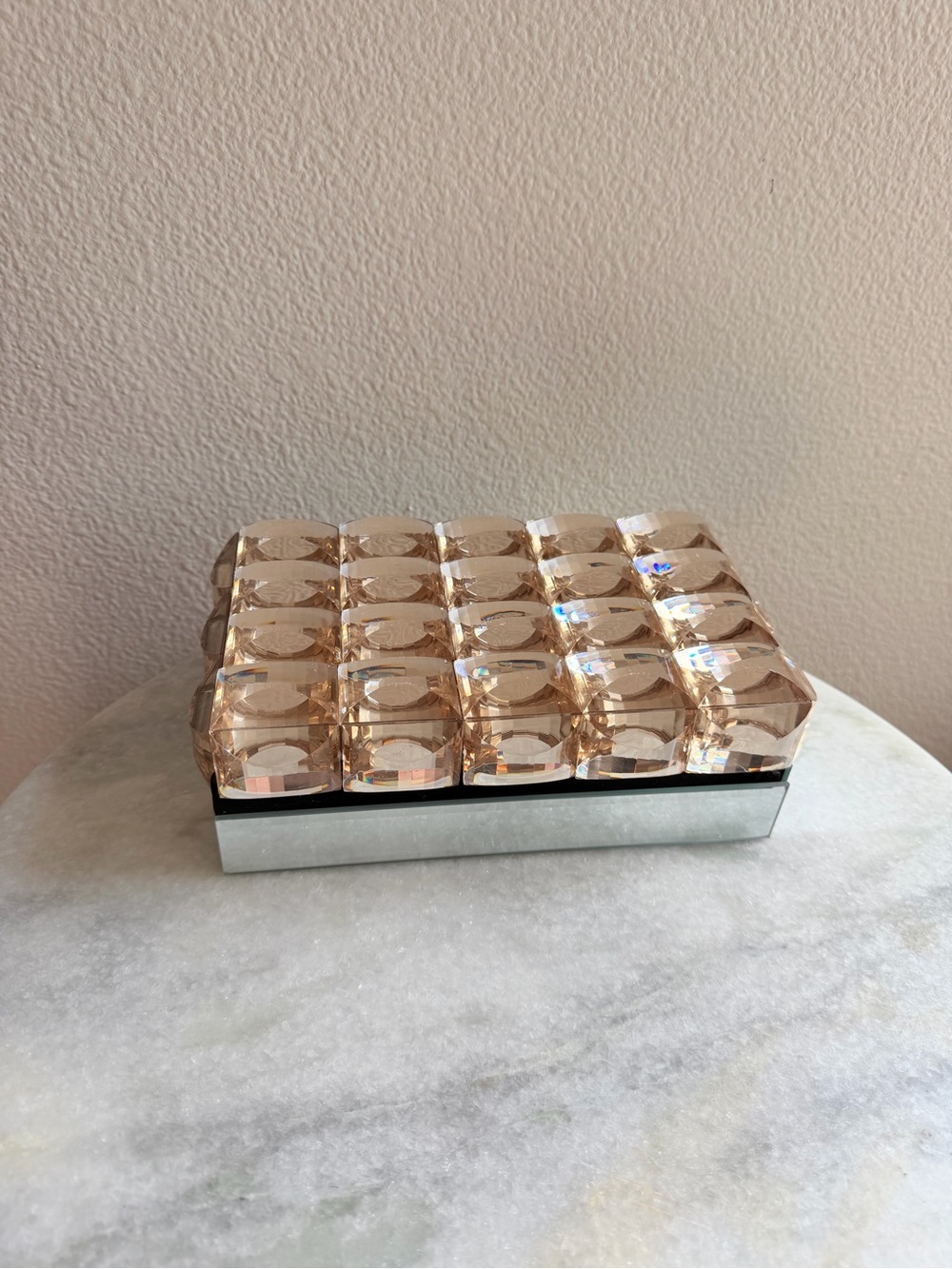 Bebe Rose Gold Champagne Bling Crystal Glam Bejeweled Jewelry Box